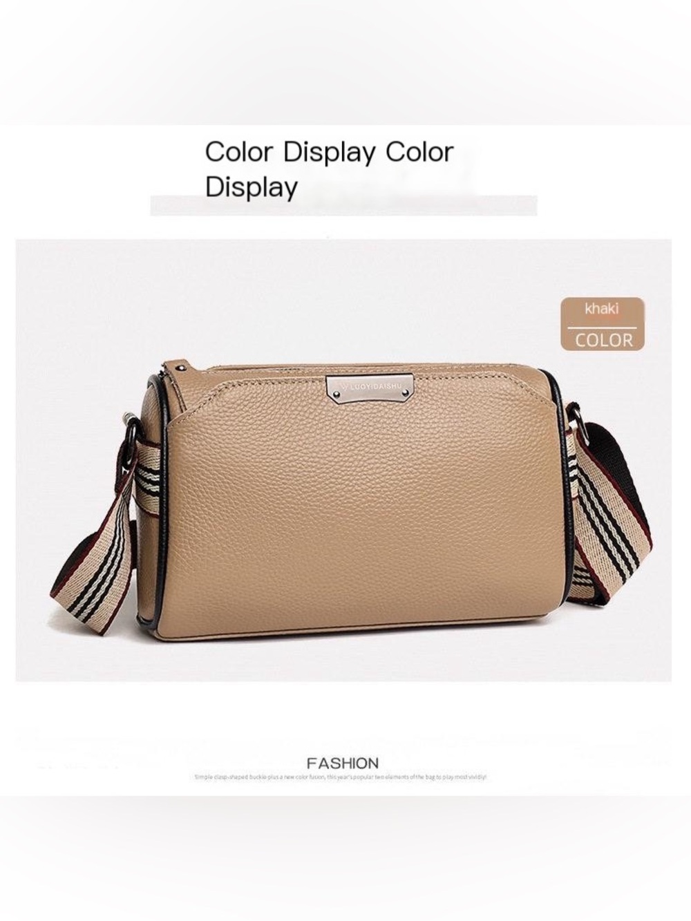Women's Genuine Leather Crossbody Bag  in Khaki - Stylish Everyday Shoulder Bag